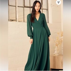 Lulus NEW!!! Dresses Emerald Green Long Sleeve Wrap Dress size S sz Small